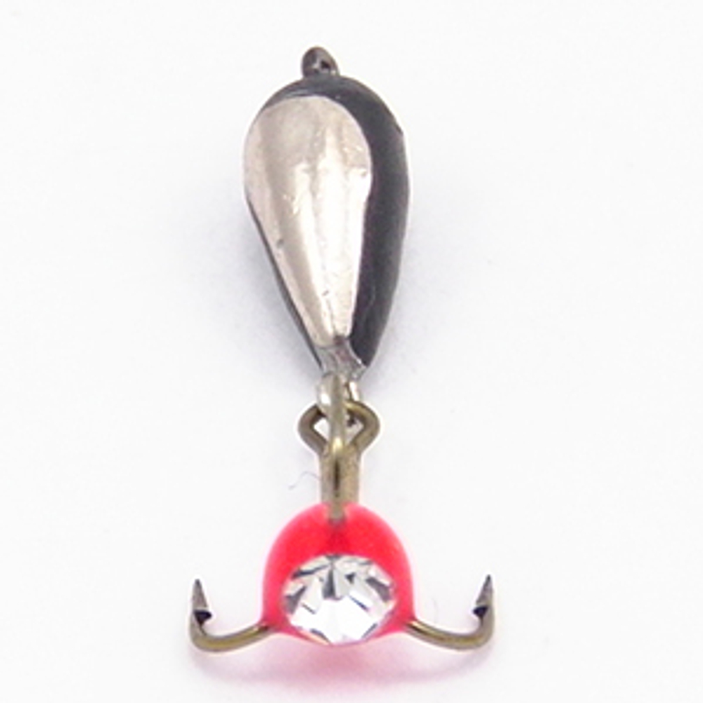 Мормышка Владимирская 53 "Дьявол с подвесным тройником со стразом" с коронкой, 4мм, 1.4гр (10шт/уп)