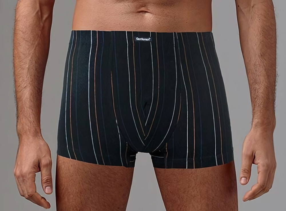 Мужские трусы-боксеры с тонкими разноцветными полосками (Размер: M) (Цвет: черный)