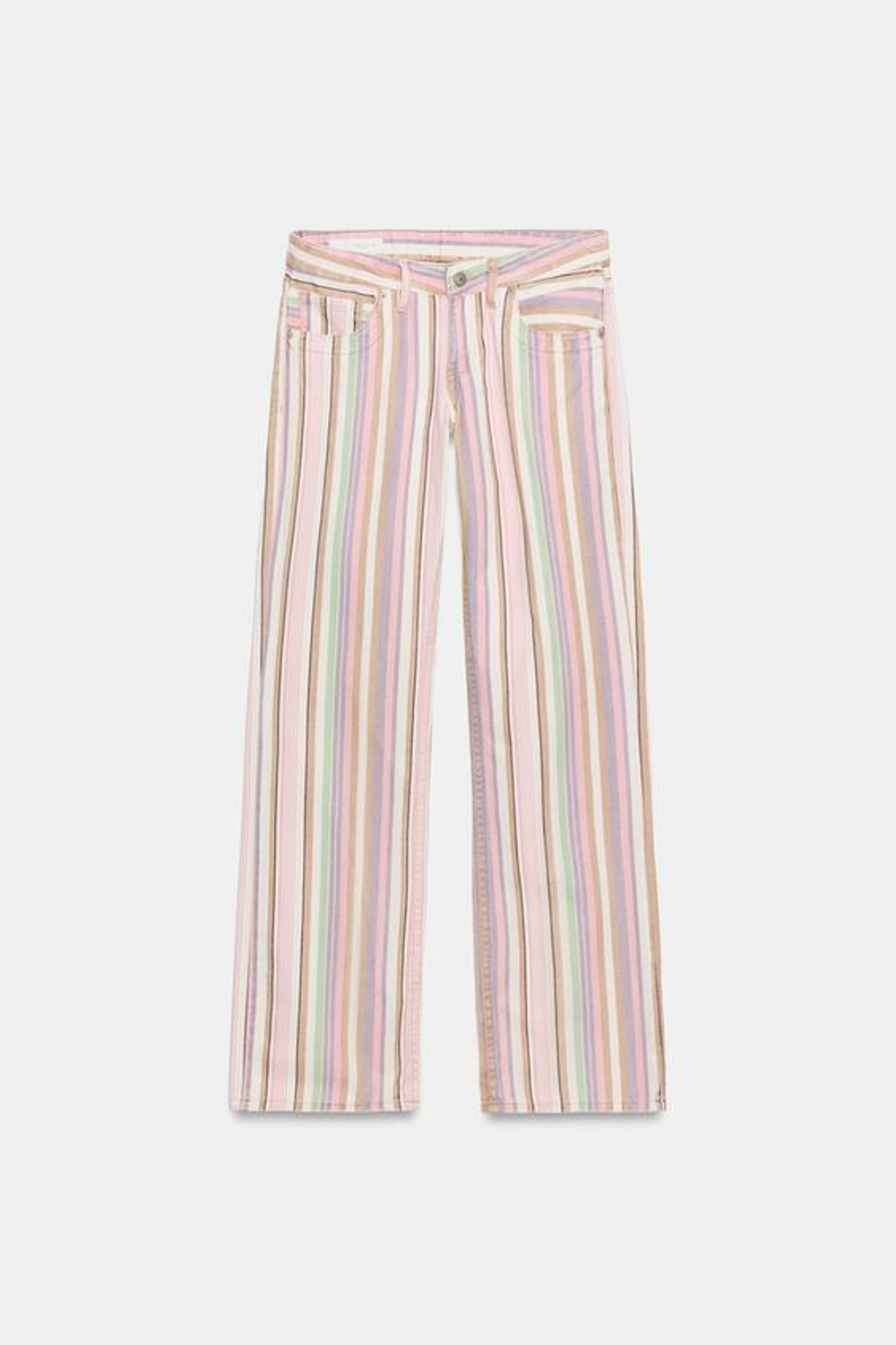 ZARA ДЖИНСЫ TRF WIDE LEG В ПОЛОСКУ С НИЗКОЙ ПОСАДКОЙ, ПОЛОСКИ