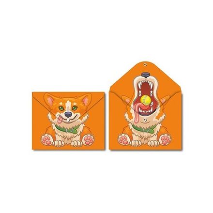 Папка-конверт на кнопке А4 Centrum Корги, 180 мкм