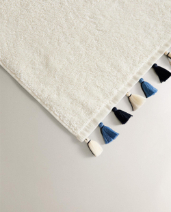 Zara Home - Банное полотенце с бахромой, синий, 30х50 см