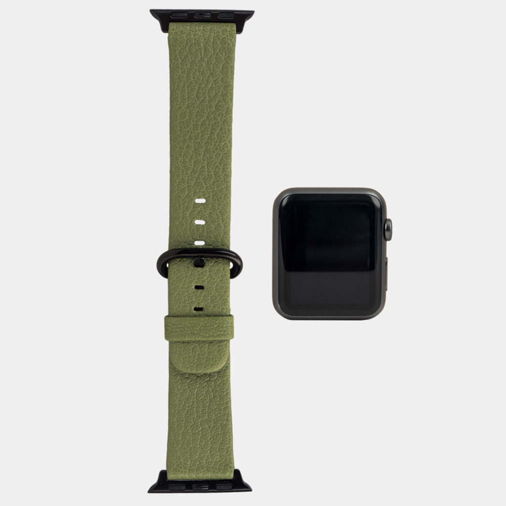 Ремешок для Apple Watch 40/41mm Classic из кожи козы оливкового цвета