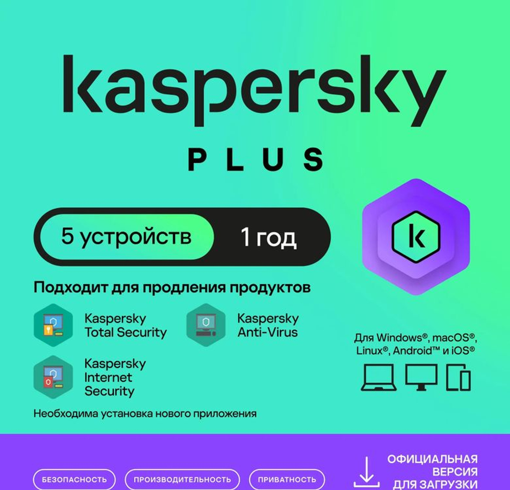 Антивирус Kaspersky Plus + Who Calls 5 устр 1 год Новая лицензия Ключ активации [kl1050rdefs]