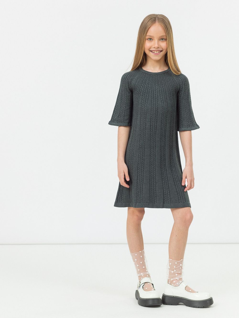 Платье для девочки AT445 темно-серый