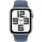 Умные часы Apple Watch SE 2024, 44 мм, корпус из алюминия серебристого цвета, спортивный ремешок цвета «синий деним» M/L (MXGQ3)