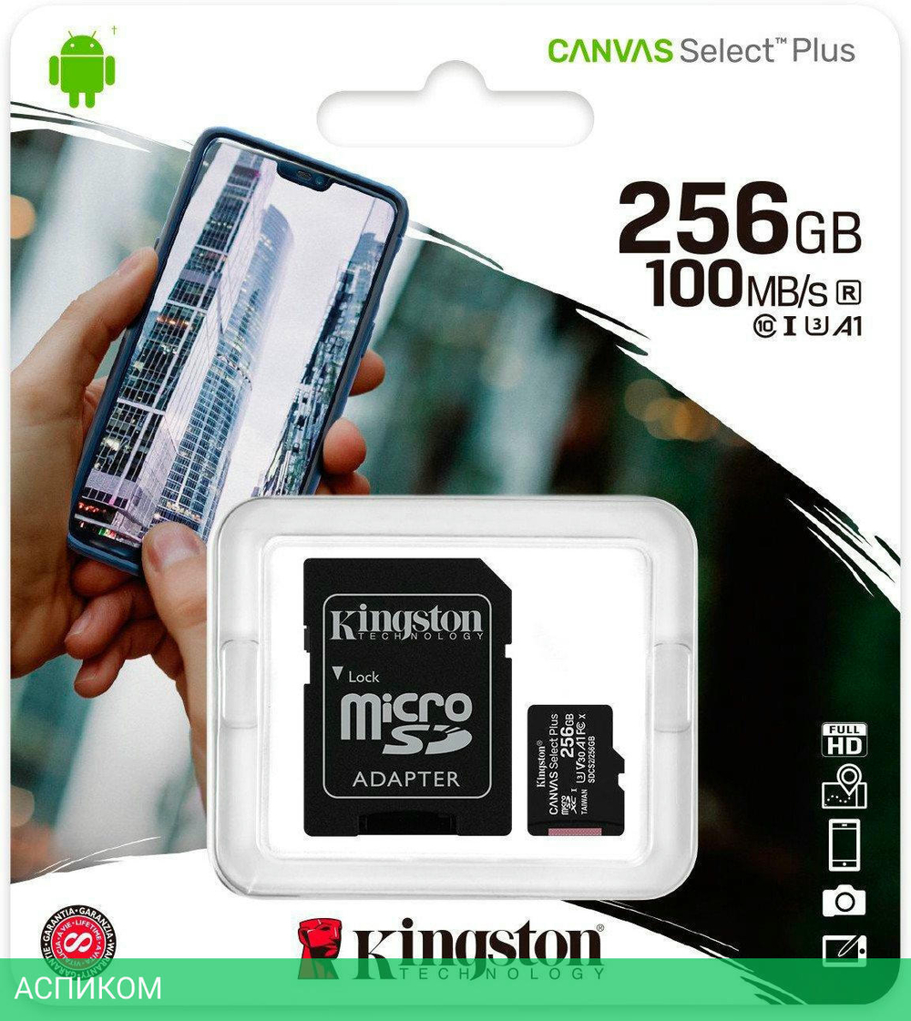 Карта памяти Kingston SDHC-micro 256GB (SDCS2/256GB)