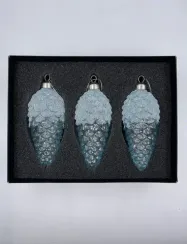 Набор елочных шишек Лесная Прохлада 14х6 см., голубой, стекло, 3 шт., Christmas DeLuxe (13121)