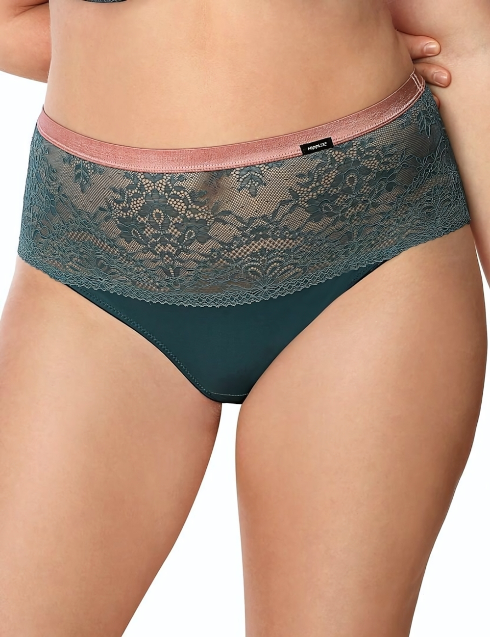 Трусики-слипы Zoya из вискозного и кружевного полотен (Размер: XL) (Цвет: темно-бирюзовый)