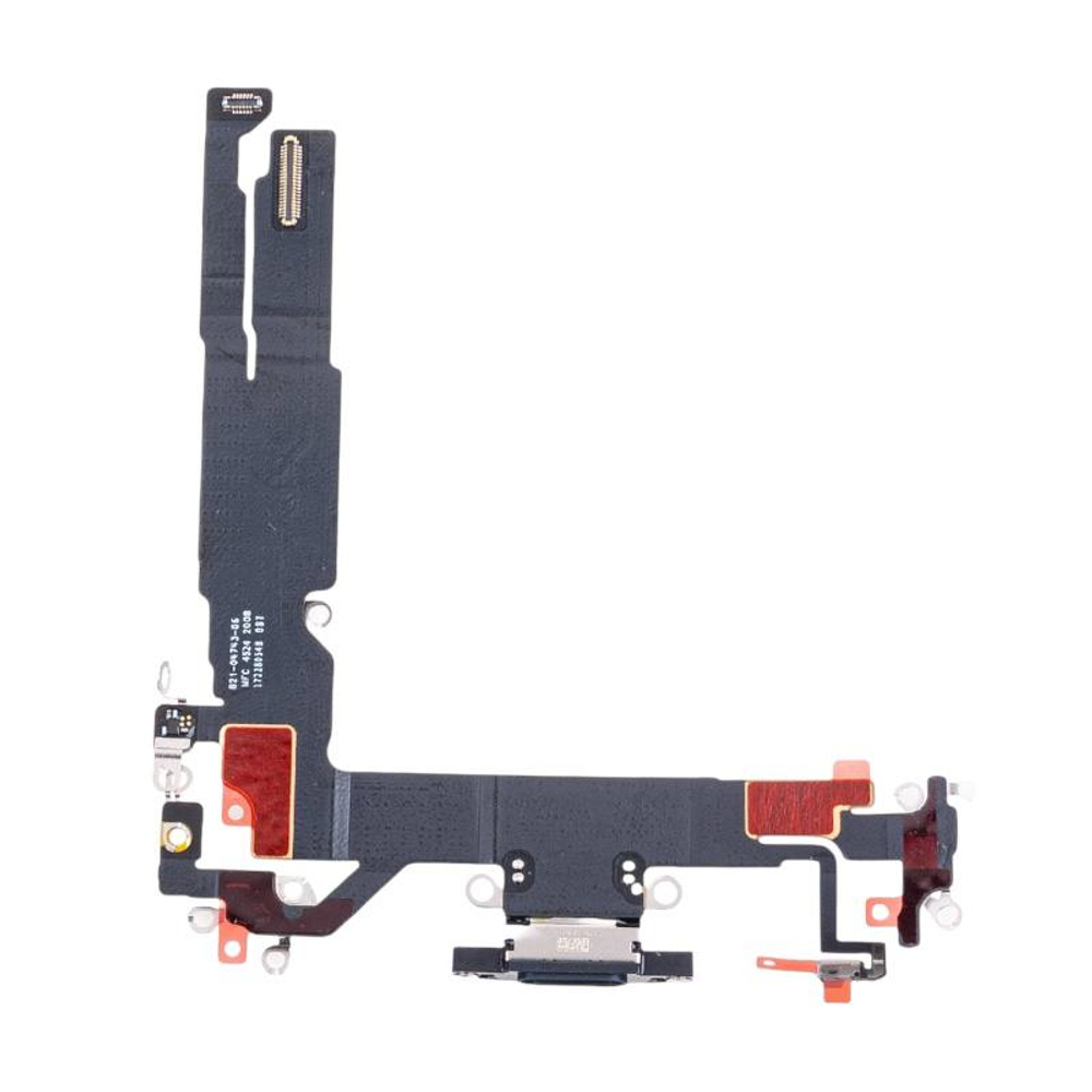 Шлейф для Apple iPhone 16 на системный разъем/микрофон Черный - Премиум