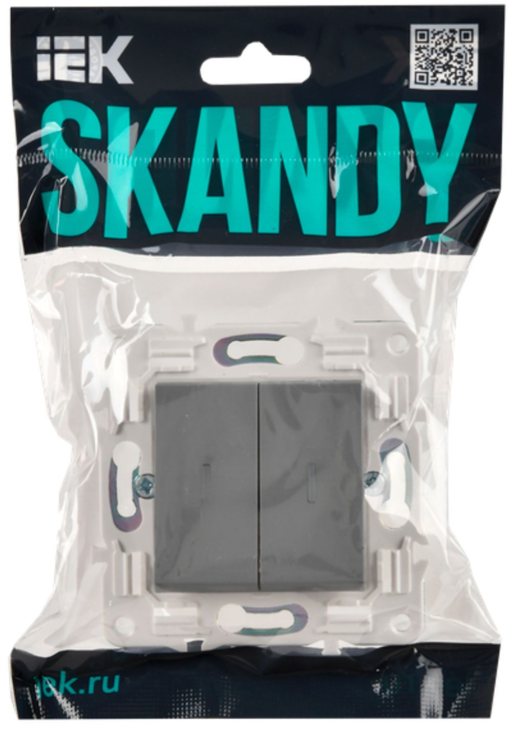 SKANDY Выключатель 2-клавишный с индикацией 10А SK-V09Gr серый IEK