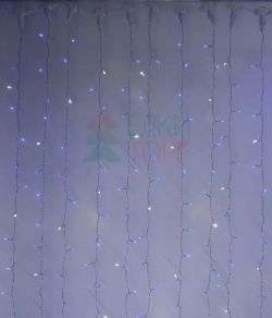 Светодиодный занавес с белым бликующим диодом 2*3 м, 220V., 600 синих LED ламп, прозрачный ПВХ, Beauty Led (PCL600BLW-10-2B)