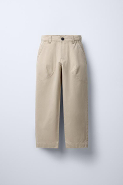 ZARA БРЮКИ CARROT FIT C КАРМАНАМИ, ЭКРЮ