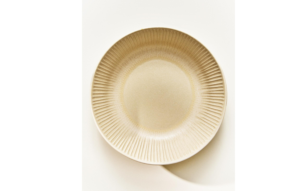 Zara Home тарелка глубокая из каменной керамики, цвет бежевый, 26 см