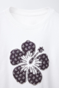 ZARA ФУТБОЛКА С НАШИВКОЙ, БЕЛЫЙ