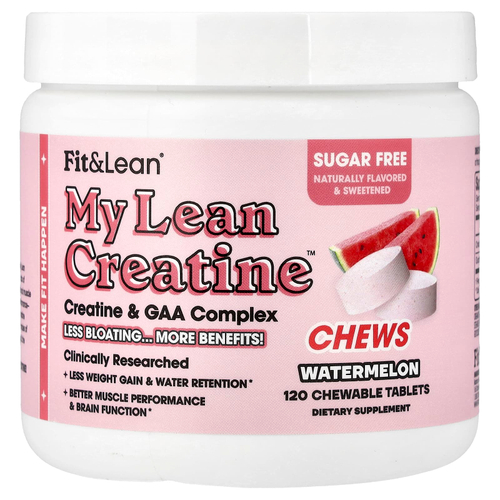 Fit & Lean, My Lean Creatine™, жевательные таблетки, со вкусом арбуза, 120 жевательных таблеток