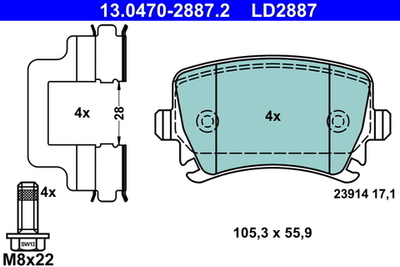 ATE - 13047028872-ATE - Brake Pad Set, disc brake