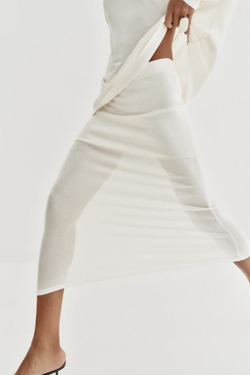 ZARA ЮБКА МИДИ ИЗ ТОНКОГО ТРИКОТАЖА, БЕЛЫЙ