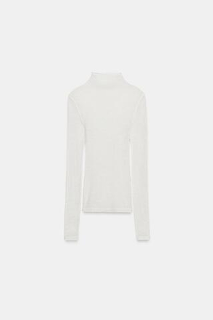 ZARA ФУТБОЛКА ИЗ 100% ШЕРСТИ, ЭКРЮ
