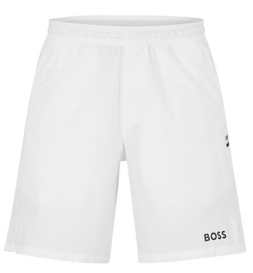 Мужские теннисные шорты BOSS x Matteo Berrettini Functional Stretch Fabric Shorts With Logo Detailing And Mesh Details - белый