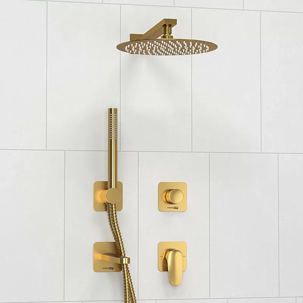 Душевая система WasserKRAFT Havel 3600 SET2843 золото матовое