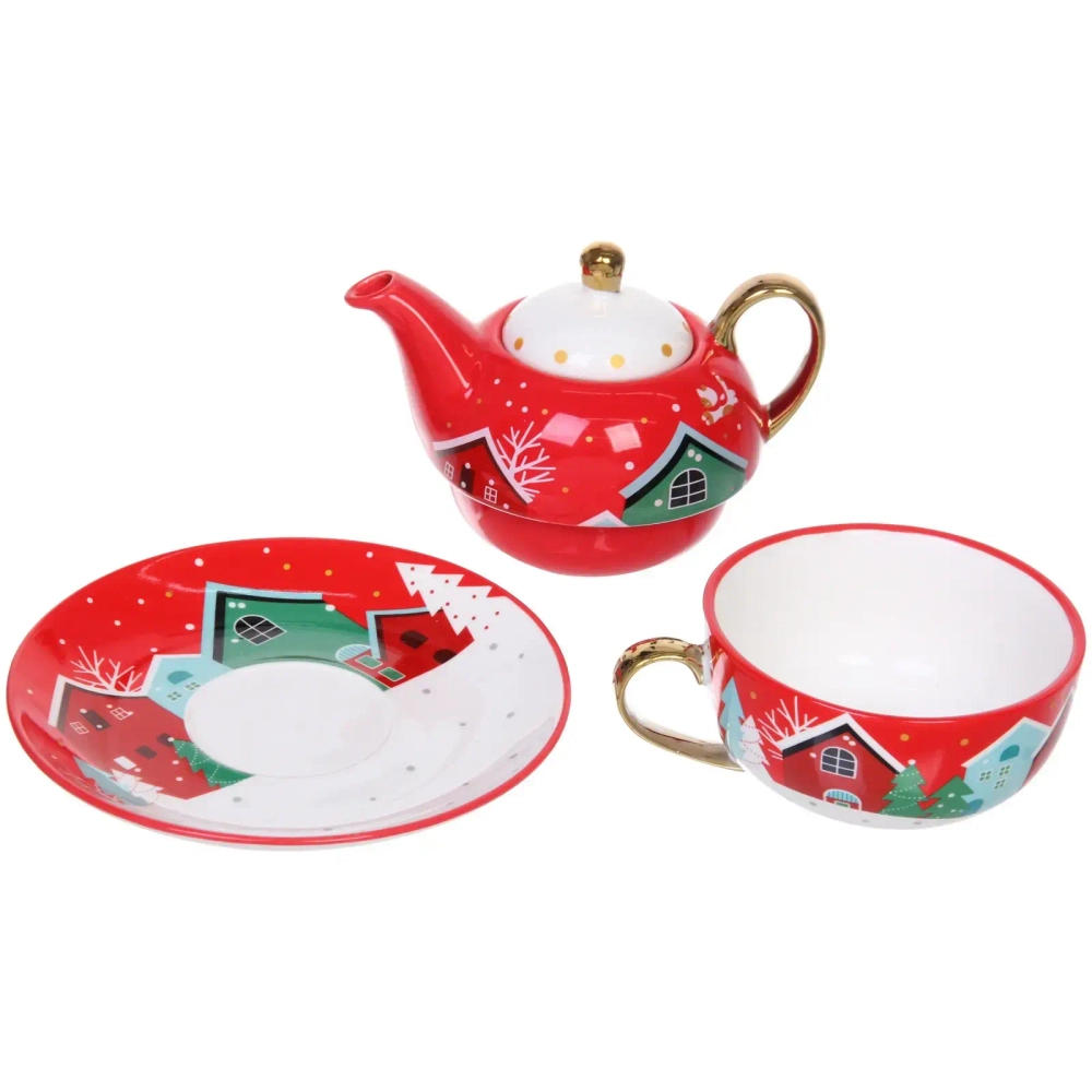 Набор чайный «Зимнее волшебство» (Чайник 420мл+кружки 200мл+блюдце)