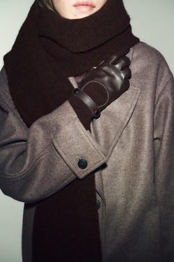 ZARA ПЕРЧАТКИ ИЗ ИСКУССТВЕННОЙ КОЖИ И ШЕРСТИ, КОРИЧНЕВЫЙ