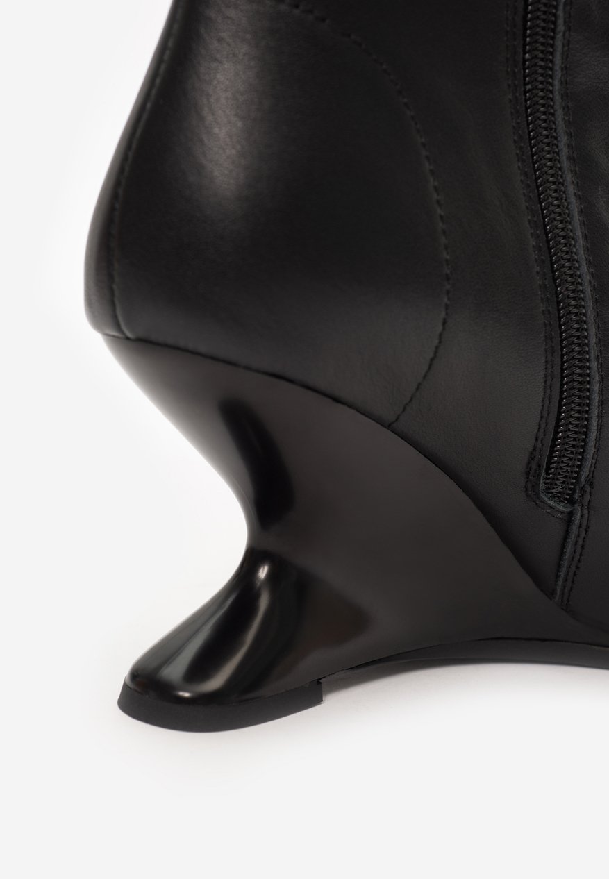 boot heel black leather