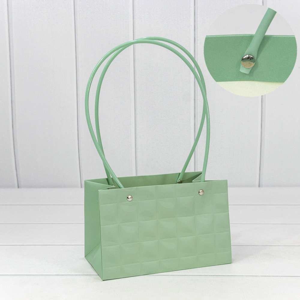 Пакет подарочный 19х12х10.5см Ваза для цветов "Квадраты" (Зеленый)
