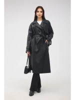 Тренч кожаный длинный оверсайз плащ