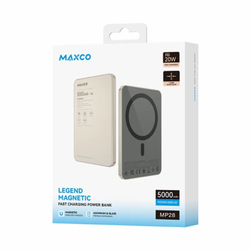 Внешний аккумулятор Maxco с беспроводной зарядкой, 5 000 мАч, Qi/PD20, Natural Titanium