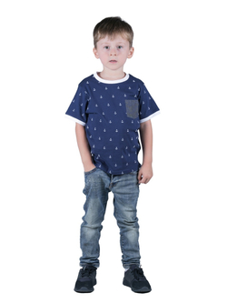 Футболка детская Little Beetle, якоря, синий/SS18-ok 1.9