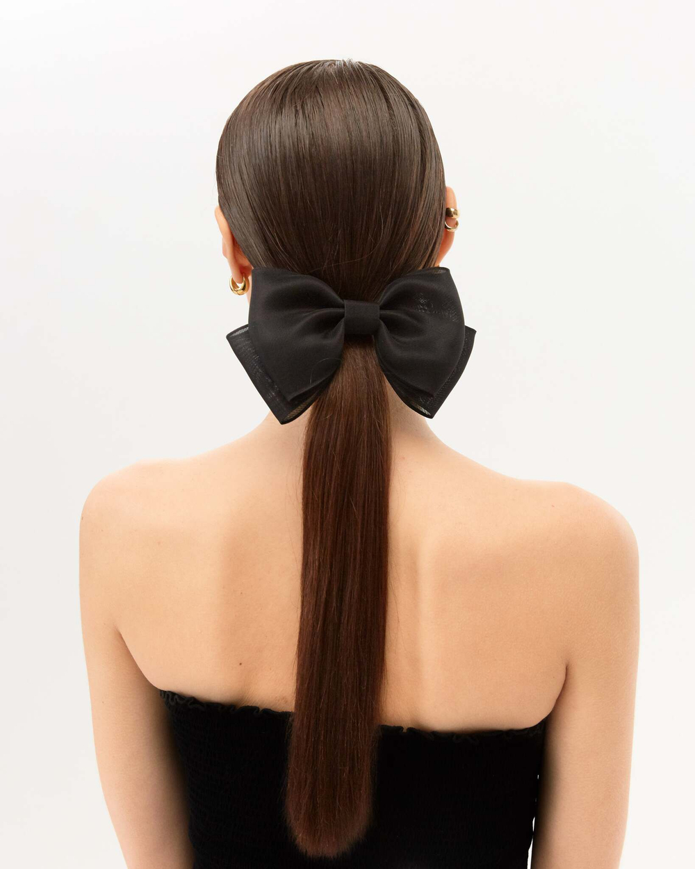 Бант "Балерина" из натурального шелка, базовый. Цвет чёрный