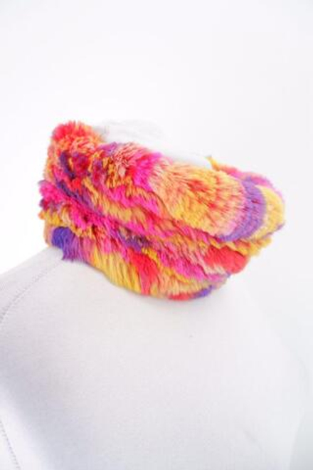 Шарф Вязаный Мех разноцветный