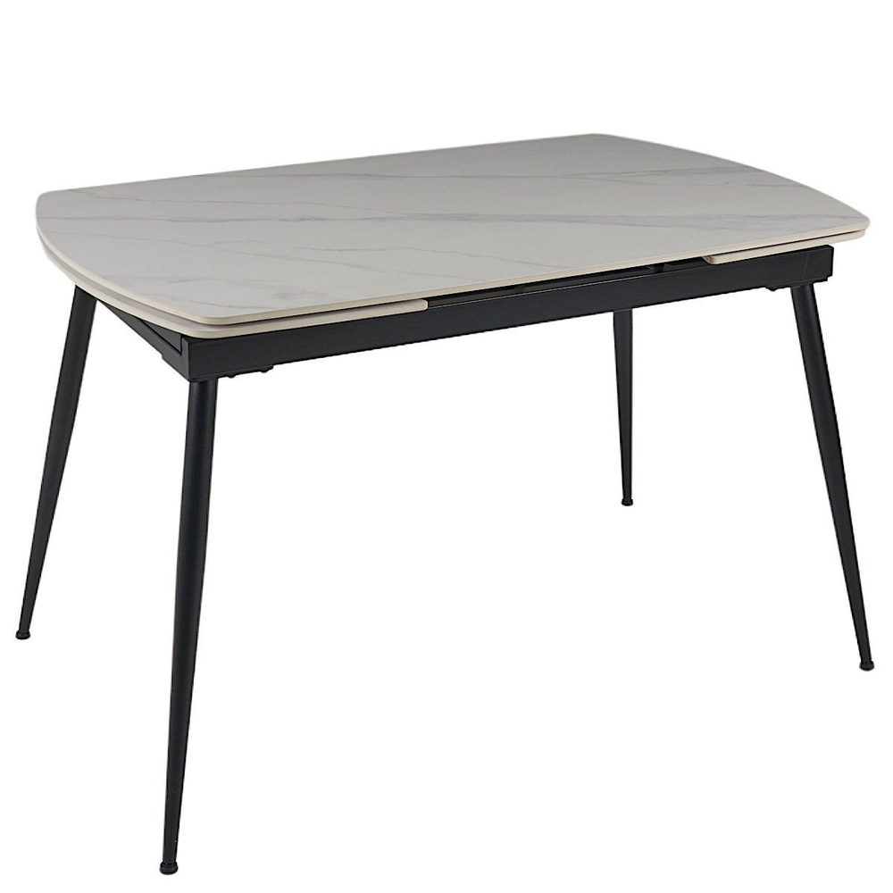 Стол керамический LA ALTA TEXAS WHITE MARBLE MATT 120, каркас черный