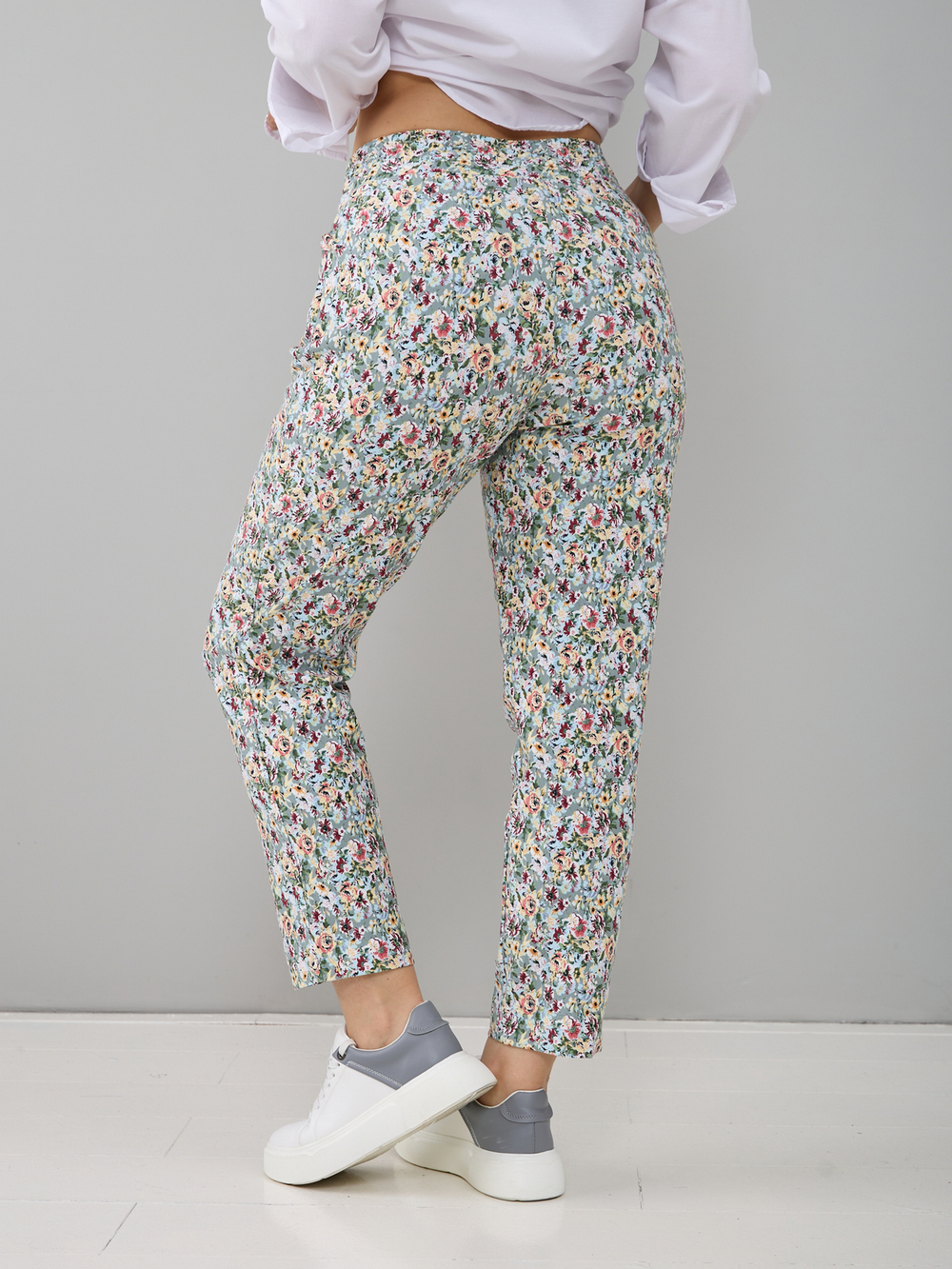 Брюки Бдж-029/оливковый-розочки