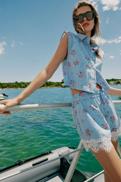 ZARA ШОРТЫ В ПОЛОСКУ С КРУЖЕВОМ, ПОЛОСКИ