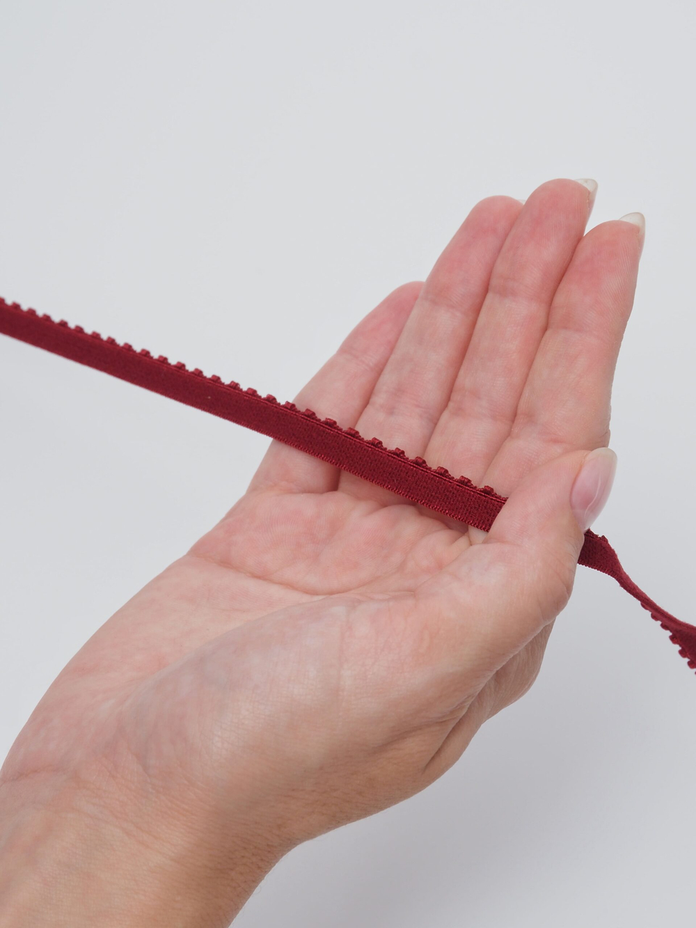 Резинка бельевая бордовая ажурная 8 мм с учетом фестона