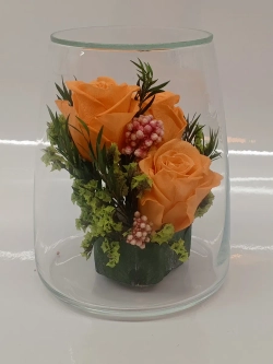 натуральные кустовые розы в стекле, вакуум*