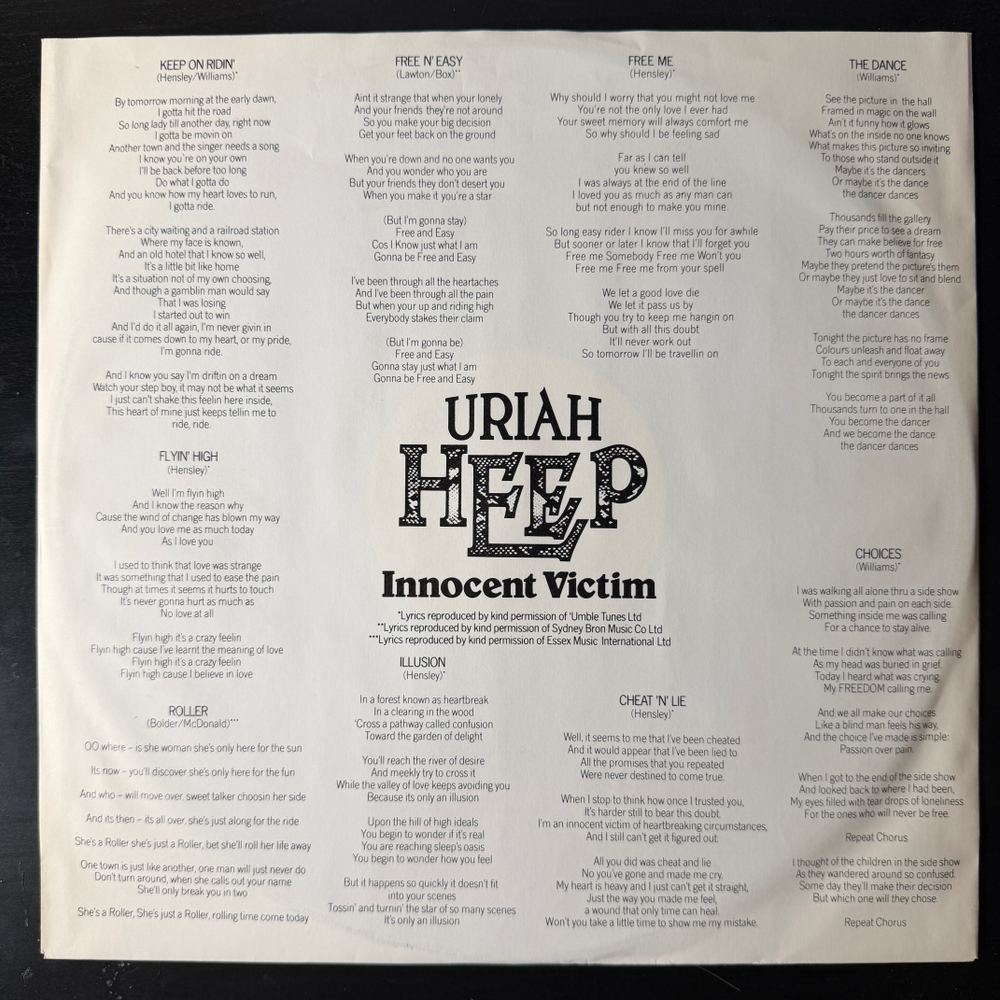 Uriah Heep ‎– Innocent Victim (Скандинавия 1977г.) Т