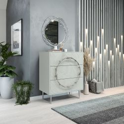 Комод Арт Колор leaves с 3-мя ящиками Стайл Сильвер Серый дым