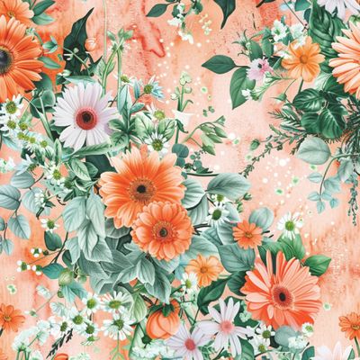 Акварельные оранжевые цветы