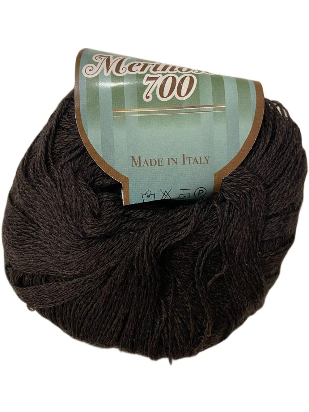 Пряжа Merinoseta (Италия.) 70% меринос 30% шелк 50г-700 м цв 827 (горький шоколад)