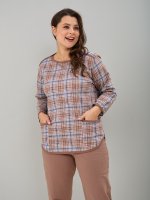 Костюм с брюками КБ-71/клеткабеж-бирюза