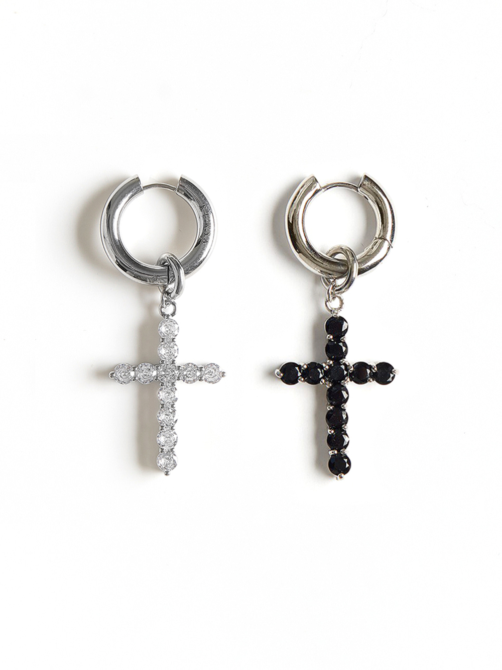 Серьги "Cross Metallic" Black and White