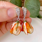 LEFIREL' Серьги серебряные женские "Астрея" с цветами из муранского стекла / ювелирные украшения из родированного серебра 925