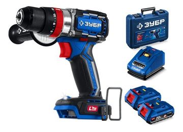 ЗУБР 20 В, 70 Н·м, 2 АКБ LMS (2 А·ч), бесщеточная ударная дрель-шуруповерт, кейс, ПРОФЕССИОНАЛ (DBS-70-22)