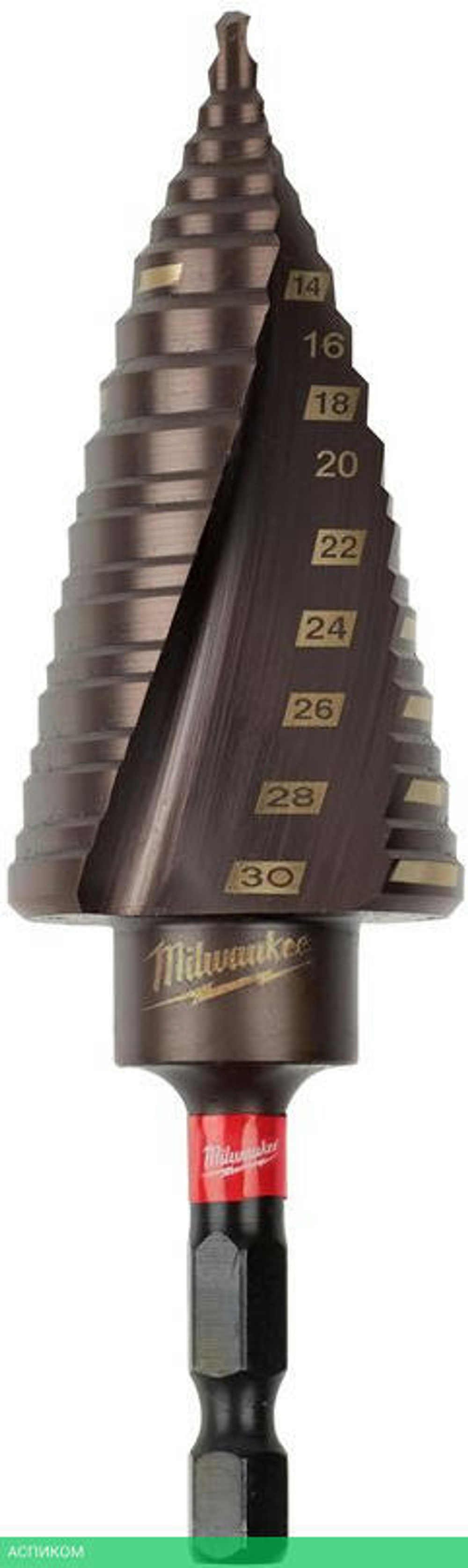 Сверло ступенчатое Milwaukee Shockwave 4-30мм переменный шаг хв. 1/4" HEX 12 ступеней (48899265)