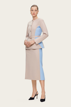 Бежевая юбка-карандаш с лампасами "Симона 2"
