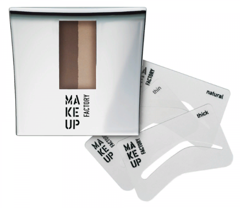 Make Up Factory Тени-пудра для бровей Eye Brow Powder, с трафаретом, тон №6, Коричневый какао/миндаль