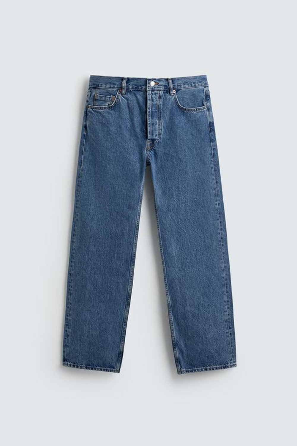 ZARA ДЖИНСЫ STRAIGHT ДЛИНОЙ ДО ЩИКОЛОТКИ, СИНИЙ